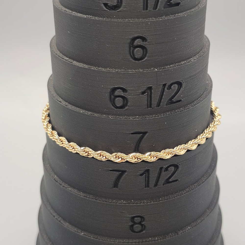 Gold Tone Rope Chain Bracelet 7" Twisted Link Fashion Jewelry